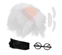 LIGIGWASH Perruque blanche synthétique réaliste avec moustache et sourcils accessoires cosplay chercheur fou pour adultes costume Halloween