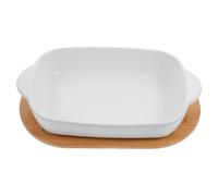 LIGIGWASH Plat de Cuisson Céramique avec Double Anse et Base Plat Four Polyvalent pour Gratins et Rôtis Adapté pour Repas Famille et Décoration de Table