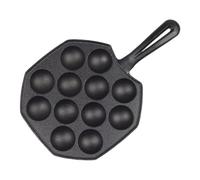 LIGIGWASH Poêle en Fonte Épaisse 12 Trous sans Revêtement, Plaque de Cuisson Antiadhésive pour Œufs de Caille, Takoyaki et Boulettes, Ustensile Cuisine Solide Noir Maison