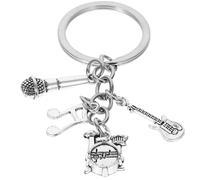 LIGIGWASH Porte-clés Musique avec Guitare Basse Micro Note de Musique et Mini Batterie Pendentif Sac à Main Décoratif pour Homme et Femme Accessoire et Original