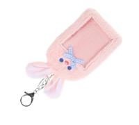 LIGIGWASH Porte-étiquette D'identification Peluche Rose Porte-clés, Pochette de Carte Kawaii en Polyester, Accessoire Portable pour École et Bureau