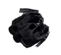 LIGIGWASH Sac à Main Peluche Noire pour Femme Sac Seau Créatif avec Cordon de Serrage Bandoulière et pour Toutes Occasions