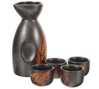 LIGIGWASH Service à Saké Céramique Traditionnelle Japonaise Ensemble avec Bouteille Pichet à Étroit et Tasses pour Dégustation et Décoration Compatible Lave
