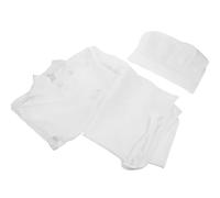 LIGIGWASH Tablier Garçon Fille de Cuisine Blanc avec Coiffe et Tablier Costume de Chef pour Garçons et Filles Tenue de Pâtissier pour Jeux de Rôle et Spectacles Scolaires Protection pour