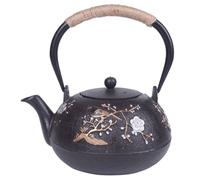 LIGIGWASH Théière Tetsubin en Fonte Infuseur Bouilloire en Fer 12 L Poignée Isolante Théière Japonaise Traditionnelle pour Maison et Bureau Déco Vintage Pratique