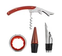 LIGIGWASH Tire-Bouchon Vin Rouge Goutte-à-Goutte 3 Pièces en Bois Rouge Ergonomique Ensemble pour Amateurs et Usage la Cuisine Verseur et Collier de Bouteille