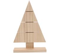 LIGIGWASH Unfinished Wood Christmas Tree with Triangular Stand DIY Unpainted Miniature Tabletop Decoration Solid Wooden Blank for Holiday Crafting and Festive Home Display