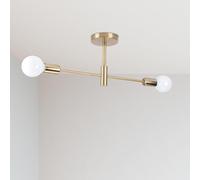 LIGINOK Lustre Plafonnier Sputnik Vintage,2 Lumières Plafonnier Industriel E27 Base,Moderne Lustres Plafonnier Suspension pour Salon Chambre Cuisine,Or(Sans ampoules)