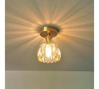 LIGINOK Plafonnier en Verre Vintage,Luminaires Plafonnier Moderne avec Abat-jour en Verre Transparent Créatif,Petit Lustre Fleur E27 Lampe de Plafond pour Entrée Couloir Salon Salle Chambre