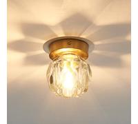 LIGINOK Plafonnier Moderne Lustre en Cristal Doré Semi-encastré Lampe de Plafond Industriel 5W Luminaire Plafonnier Verre Éclairage Décoratif pour Couloir,Salon,Entrée,Chambre(Lumière Chaude)