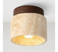 LIGINOK Plafonnier Semi-encastré Moderne Lampe Suspendu Plafonnier en Travertin Jaune Nature Éclairage de Plafond en Bois pour Couloir Chambre Salle à Manger Salon