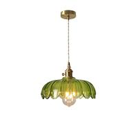 LIGINOK Suspension en Verre Vintage Lampe Suspendue Plafonniers Industrielle Hauteur Réglable Lampe à Crochet en Verre E27 Lustre Salon Rétro pour Cuisine Salle à Manger Chambre Salle de Bain (Vert)