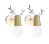 LIGKIN 2 PCS Applique Murale Interieur Vintage E27 Applique Murale Créative Applique en Bois de Cerf Lampe Murale Moderne Lampe Murale Enfant Décoration Noël pour Chambre d'enfants Couloir Salon