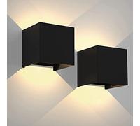 LIGKIN 2 Pièces Applique Murale Intérieur Extérieur 12W Appliques LED Moderne 3000K Blanc Chaud Lampes Murales Étanches IP65 Lampe de Mur Angle Lumière Réglable pour Salon Couloir Hôtel, Noir