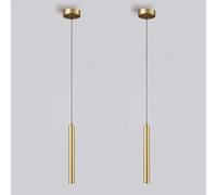LIGKIN 2 Pièces Suspension Luminaire LED Moderne Lustre Minimaliste Design LED Luminaire Plafonnier Aluminium Doré Lampe à Suspension pour Salle à Manger Chambre Salon