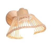 LIGKIN Applique Murale en Bambou Lampe Tressée à la Main Abat-jour E27 Applique Murale en Rotin Vintage Bois Lampe de Mur Rotative Luminaire Déco pour Salon Chambre Couloir