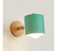 LIGKIN Applique Murale Interieur E27 Réglable Lampe Murale en Bois Applique avec Abat-jour en Métal Plafonnier Luminaire Enfant pour Chevet Bureau Salon Lecture, Vert