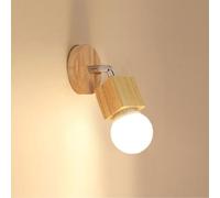 LIGKIN Applique Murale Interieure en Bois Lampe Murale Deco Rétro, Lampe Murale 350° Rotative Industrielle Éclairage Mural E27 Plafonnier pour Couloir Chambre Bar (Carré)