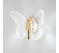LIGKIN Applique Murale LED 12W Lampe Murale Créative Papillon Doré Appliques Moderne Acrylique Veilleuse Éclairage Intérieur pour Chambre Enfant Couloir Escalier