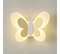 LIGKIN Applique Murale LED 16W Lampe Murale Créative Papillon Appliques Moderne Lumière Chaude Acrylique Veilleuse Chevet pour Chambre Enfant Couloir Escalier