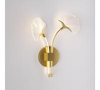 LIGKIN Applique murale LED Intérieur 12W Lampe Murale Créative en Ginkgo Biloba, Moderne Appliques Dimmable Lampe de Chevet Déco pour Chambre à coucher Couloir Salon, Doré
