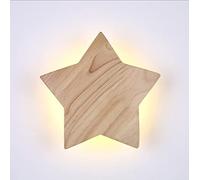 LIGKIN Applique Murale LED Moderne 15W Applique Bois Créative Lampe murale 3000K Lumière Chaude Étoile Appliques Veilleuse Chambre d'enfant Couloir Salon, Ø22CM