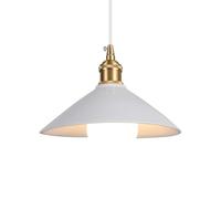 LIGKIN Lustre Suspension Industriel Vintage Ф22cm Abat-jour en Céramique Blanc E27 Lampe Suspendue Design Rétro Plafonnier Intérieur pour Chambre Salle à manger Cuisine