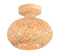 LIGKIN Plafonnier Rétro en Bambou Cage Tissage Lustre Style Bohème Abat-jour en bambou E27 Lampe de plafond Vintage Plafonnier Luminaire Intérieur pour Chambre Restaurant Cuisine Café