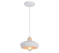 LIGKIN Suspension Luminaire Industriel Lustre Vintage Abat-jour en Céramique E27 Lampe Suspendue Blanc Eclairage Luminaire Plafonnier pour Cuisine Chambre Salle à manger, Ф21.5cm