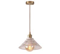 LIGKIN Suspension Luminaire Vintage Lustre Industriel E27 Laiton Lustre Plafonnier Abat-jour en Verre Lampe Suspendue pour Cuisine Salle à Manger Chambre
