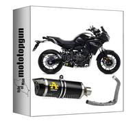 ligne complete approuve catalyse bas arrow thunder en aluminium noir avec embout en carby compatible avec yamaha tracer 700 2020 mototopgun 71817akn + 71655kz