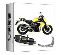 ligne complete approuve open arrow race-tech en aluminium noir avec embout en carby compatible avec kawasaki er6n er-6n 2012 2013 2014 2015 2016 mototopgun 71794akn + 71459mi