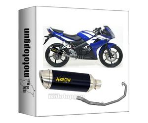 ligne complete approuve open arrow thunder en aluminium noir avec embout en acier compatible avec honda cbr 125 r 2004 2005 2006 2007 2008 2009 2010 mototopgun 51501aon* + 51002mi