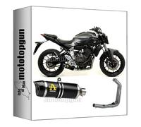 ligne complete approuve open bas arrow thunder en aluminium noir avec embout en carby compatible avec yamaha mt07 mt-07 2014 2015 2016 2017 2018 2019 2020 mototopgun 71817akn + 71655mi