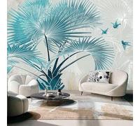 Ligne D'Art De Luxe De Petits Palmiers Frais 3D Papier Peint Texture Soyeuse Intissé Salle à Manger Bureau D'étude Canapé Chambre Salon TV Mur-150cm×105cm