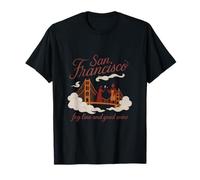 Ligne de brouillard de San Francisco et design Good Wine City Pride T-Shirt