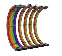 Ligne de connexion de la carte principale, Kit de rallonge d'alimentation 350 mm, carte mère 24 broches, GPU PCI-E 6 + 2, CPU 8, EPS 4 +, cordon 18 AWG(Rainbow 5Cables)