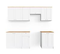 Ligne de cuisine Bergamo, 240cm, PT Goldkraft, Blanc/Chêne de force doré, Vicco 35910