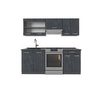Ligne de cuisine R-Line, 200 cm PT Anthracite, Noir Béton/Anthracite, Vicco