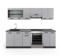 Vicco Ligne de Cuisine R-Line, Cachemire, 240cm, PT Anthracite, combinable de manière Flexible avec des éléments modulaires
