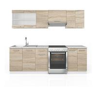 Ligne de cuisine R-Line, 240cm, PT Marbre, Sonoma/Blanc, Vicco 26318
