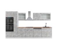 Ligne de cuisine R-Line, 350cm avec armoire haute, PT Chêne, Béton/Blanc, Vicco 42300