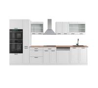 Ligne de cuisine R-Line, 350cm avec armoire haute, PT Chêne, Blanc campagne/Blanc, Vicco 42772