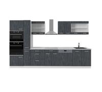 Ligne de cuisine R-Line, 350cm PT Marbre, Béton noir/Blanc, Vicco 47452