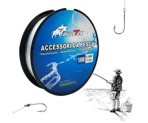 Ligne de pêche en nylon - 100 m - 0,35 mm - 11,2 kg - Monofilament - Bobine de fil de pêche, résistante aux déchirures, transparente, pour pêcheurs de mer, rivière, lac