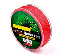 Ligne de pêche tressée à 4 brins, 90 m de long, colorée, super solide, résistant à l'abrasion, résistant à la décoloration, fil tressé PE de 2,7 à 45,4 kg pour pêche en eau salée (2,7 kg, rouge)