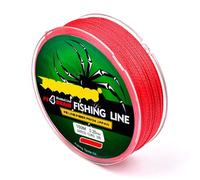 Ligne de pêche tressée à 4 brins, 90 m de long, colorée, super solide, résistant à l'abrasion, résistant à la décoloration, fil tressé PE de 2,7 à 45,4 kg pour pêche en eau salée (6,8 kg, rouge)
