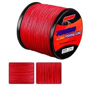 Ligne de pêche tressée de 300 m, 4 brins colorés de 2,7 à 45,4 kg, polyéthylène ultra résistant, zéro mémoire et zéro extension, résistante à l'abrasion et à la décoloration (3,6 kg, rouge)