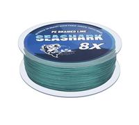 Ligne de pêche tressée Seashark Couleur jamais décolorée 8 brins ultra résistante en polyéthylène Résistante à l'abrasion Fil de pêche Tensile de 2,7 à 36 kg (Vert mousse, 60lb 0,40mm-100m/109Yards)