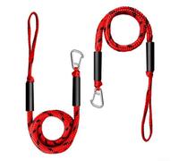 Ligne de quai élastique marine, corde d'amarrage, 1,2 à 1,5 m avec protection de bouée en acier inoxydable à clip rapide pour kayaks, yachts, pontons et autres véhicules aquatiques (rouge, noir, bleu)